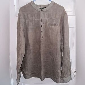 NWTs Gypsy 05 Cotton Quarter Button Long Sleeve Crepe Top Size XL